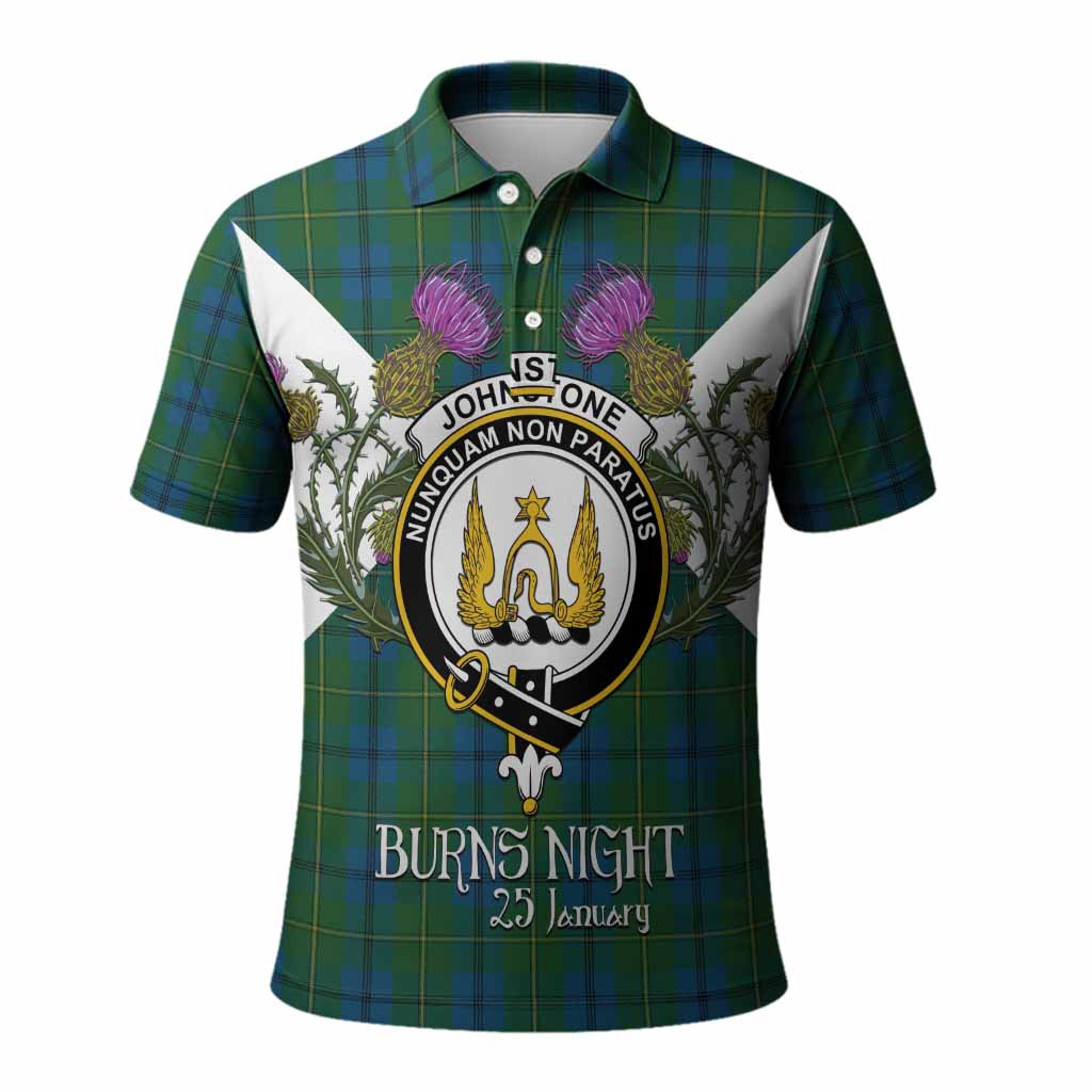 Johnstone (Johnston) Tartan Family Crest Polo Shirt Scottish Burns Night Thistle Floral