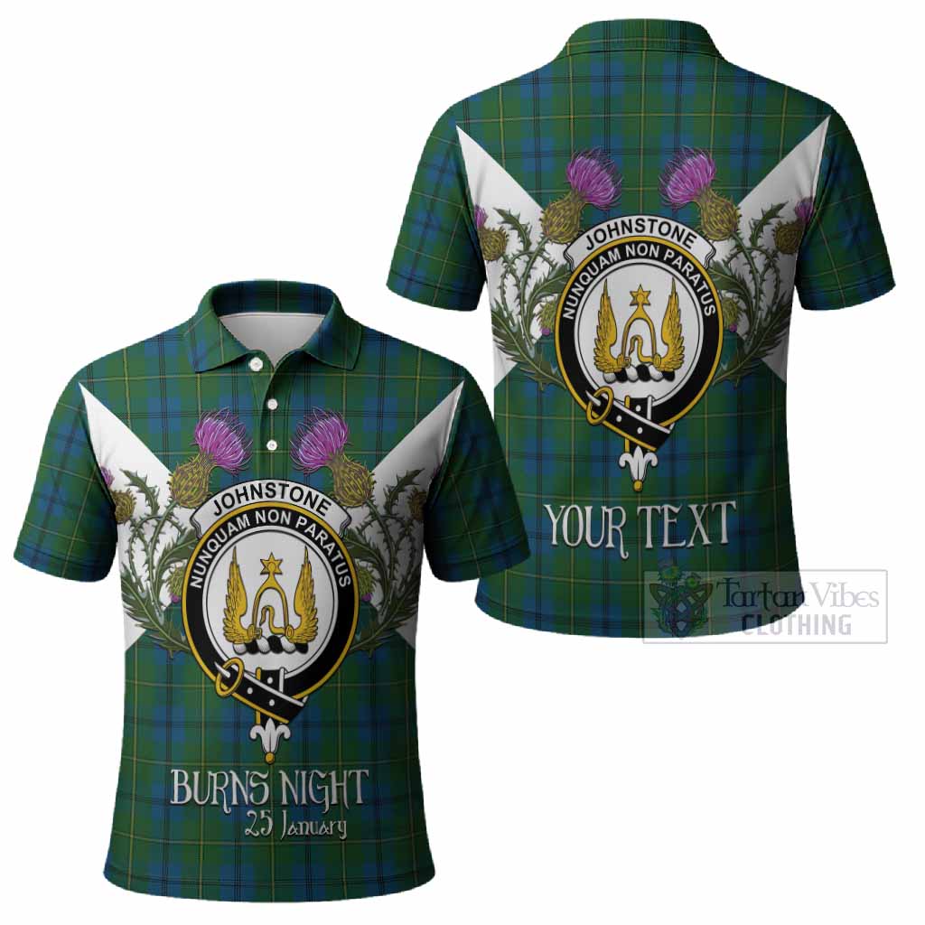 Johnstone (Johnston) Tartan Family Crest Polo Shirt Scottish Burns Night Thistle Floral