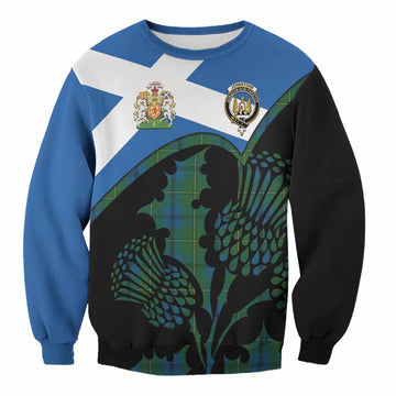 Johnstone (Johnston) Tartan Family Crest Sweatshirt Scotland Thistle Floral Flag Style