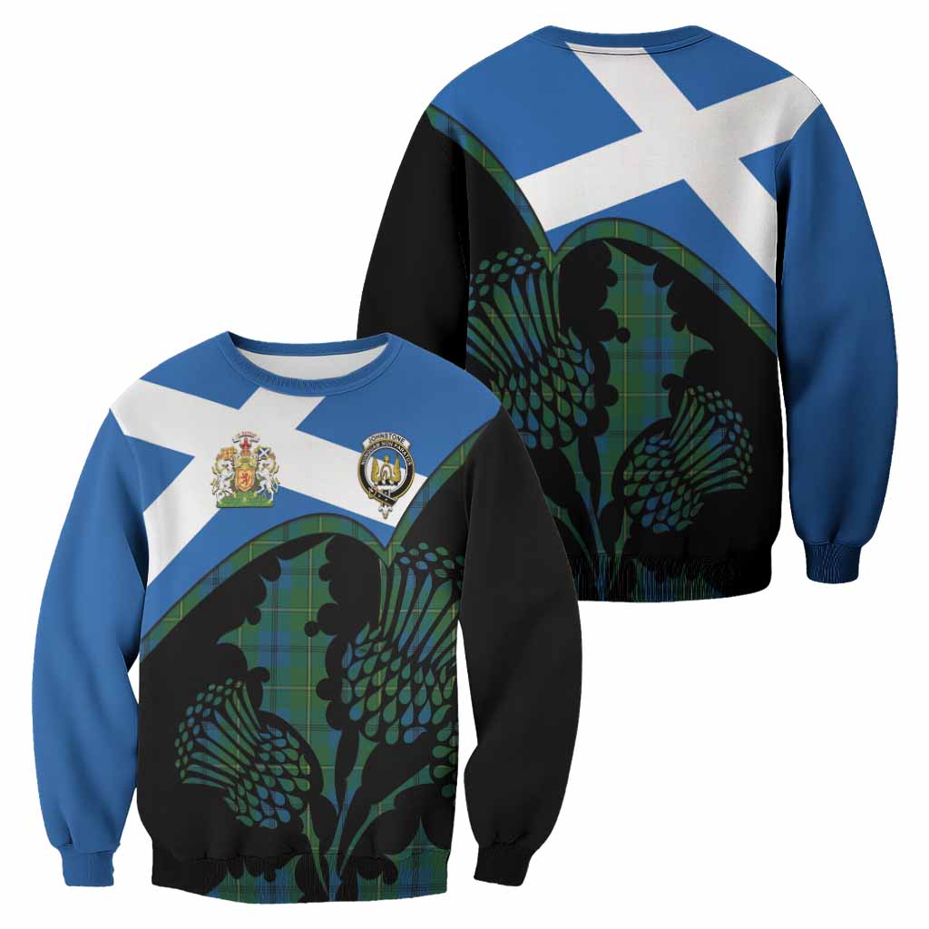 Johnstone (Johnston) Tartan Family Crest Sweatshirt Scotland Thistle Floral Flag Style