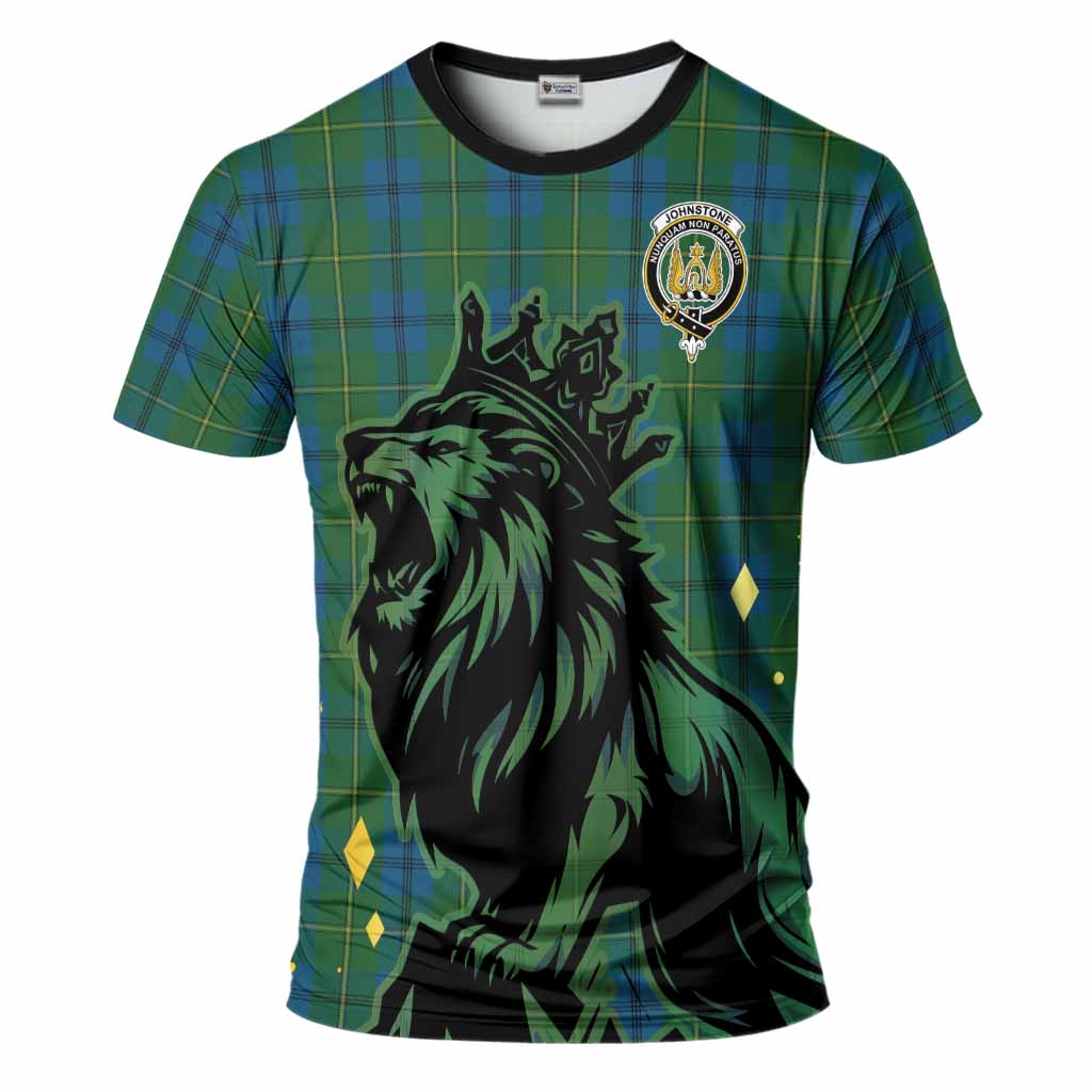 Johnstone (Johnston) Tartan Family Crest T-Shirt Crowned Lion Roaring