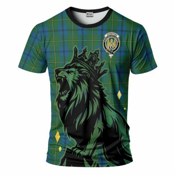 Johnstone (Johnston) Tartan Family Crest T-Shirt Crowned Lion Roaring