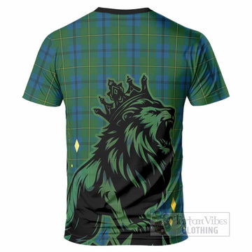 Johnstone (Johnston) Tartan Family Crest T-Shirt Crowned Lion Roaring