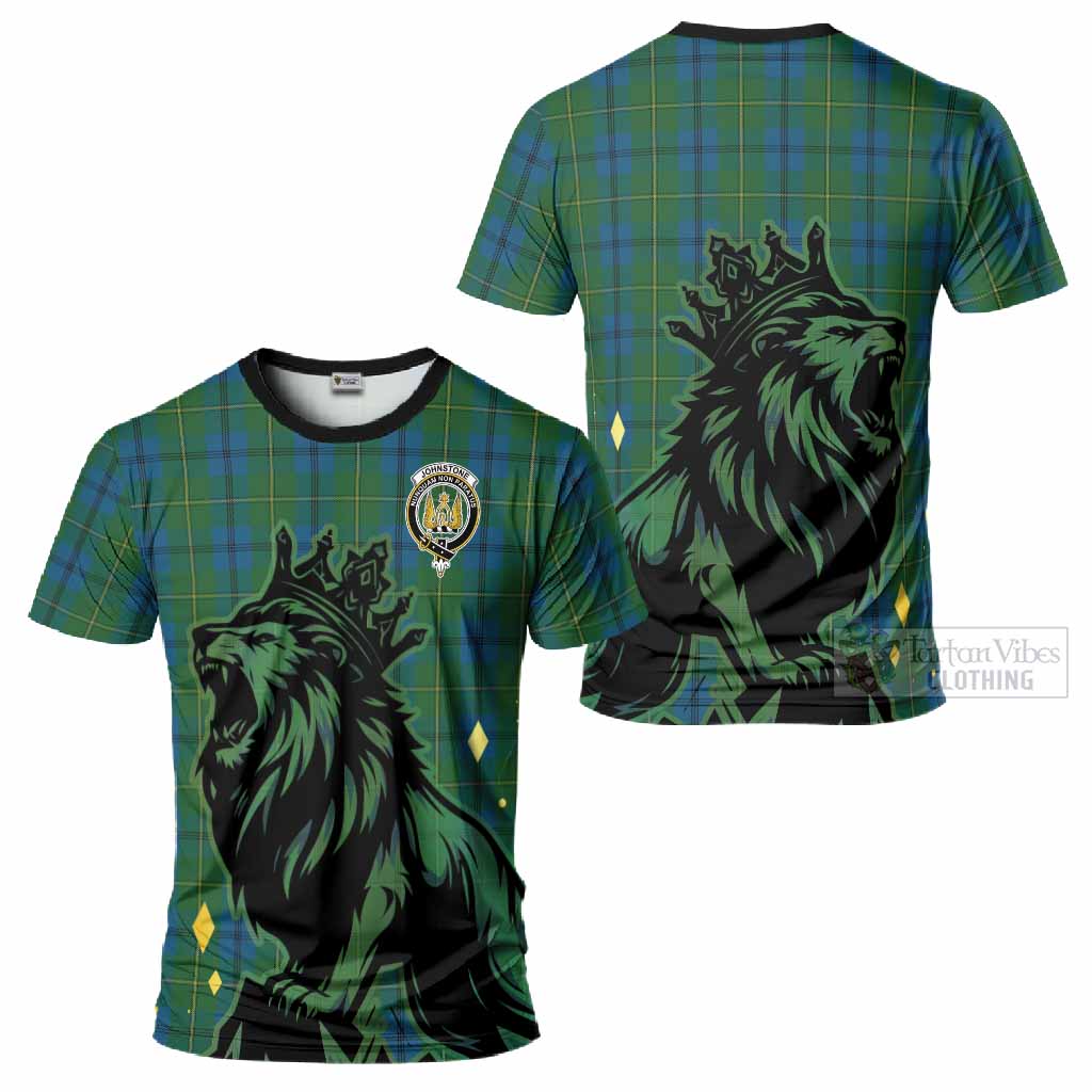 Johnstone (Johnston) Tartan Family Crest T-Shirt Crowned Lion Roaring
