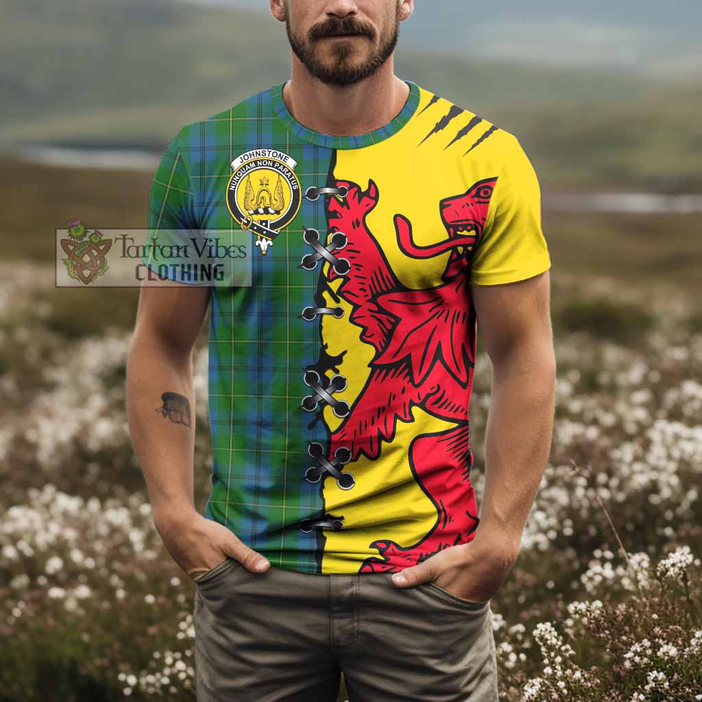 Johnstone (Johnston) Tartan Family Crest T-shirt Lion Rampant Honor - Tartan Vibes Clothing