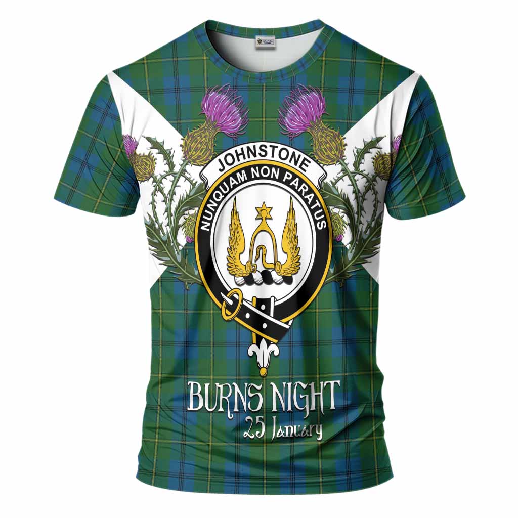 Johnstone (Johnston) Tartan Family Crest T-Shirt Scottish Burns Night Thistle Floral
