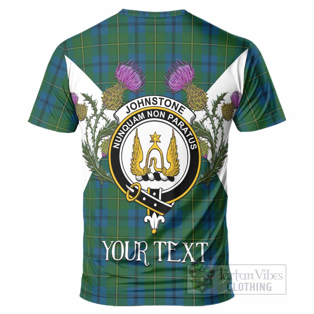 Johnstone (Johnston) Tartan Family Crest T-Shirt Scottish Burns Night Thistle Floral