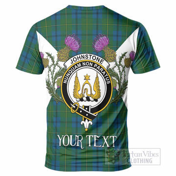 Johnstone (Johnston) Tartan Family Crest T-Shirt Scottish Burns Night Thistle Floral