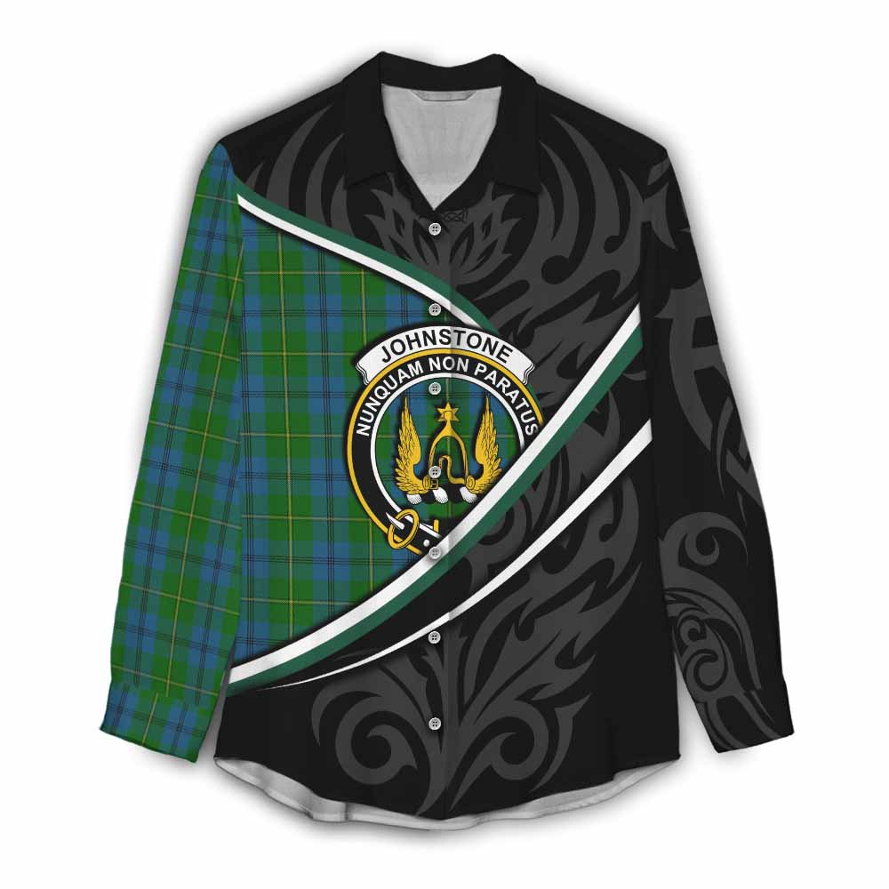 Johnstone (Johnston) Tartan Family Crest Women Casual Shirt Celtic Scottish Thistle Floral - Tartan Vibes Clothing