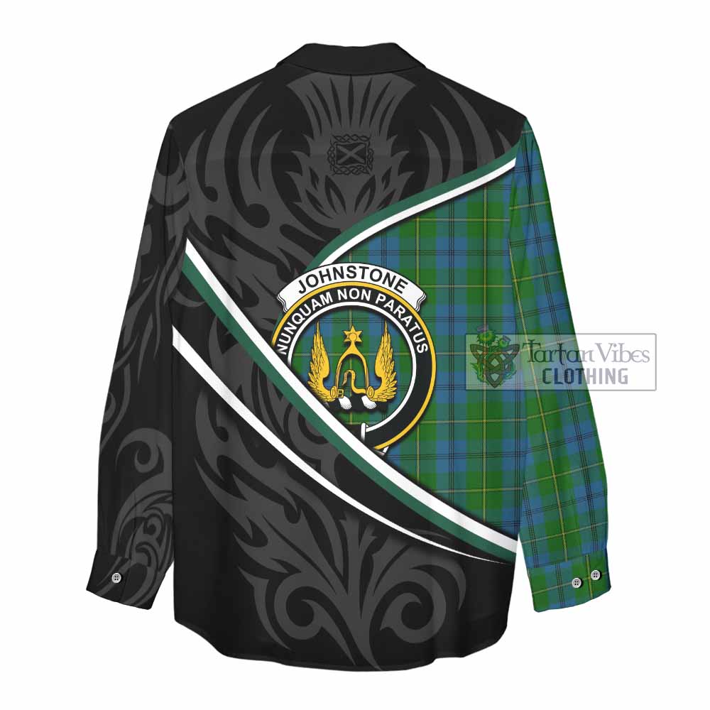 Johnstone (Johnston) Tartan Family Crest Women Casual Shirt Celtic Scottish Thistle Floral - Tartan Vibes Clothing