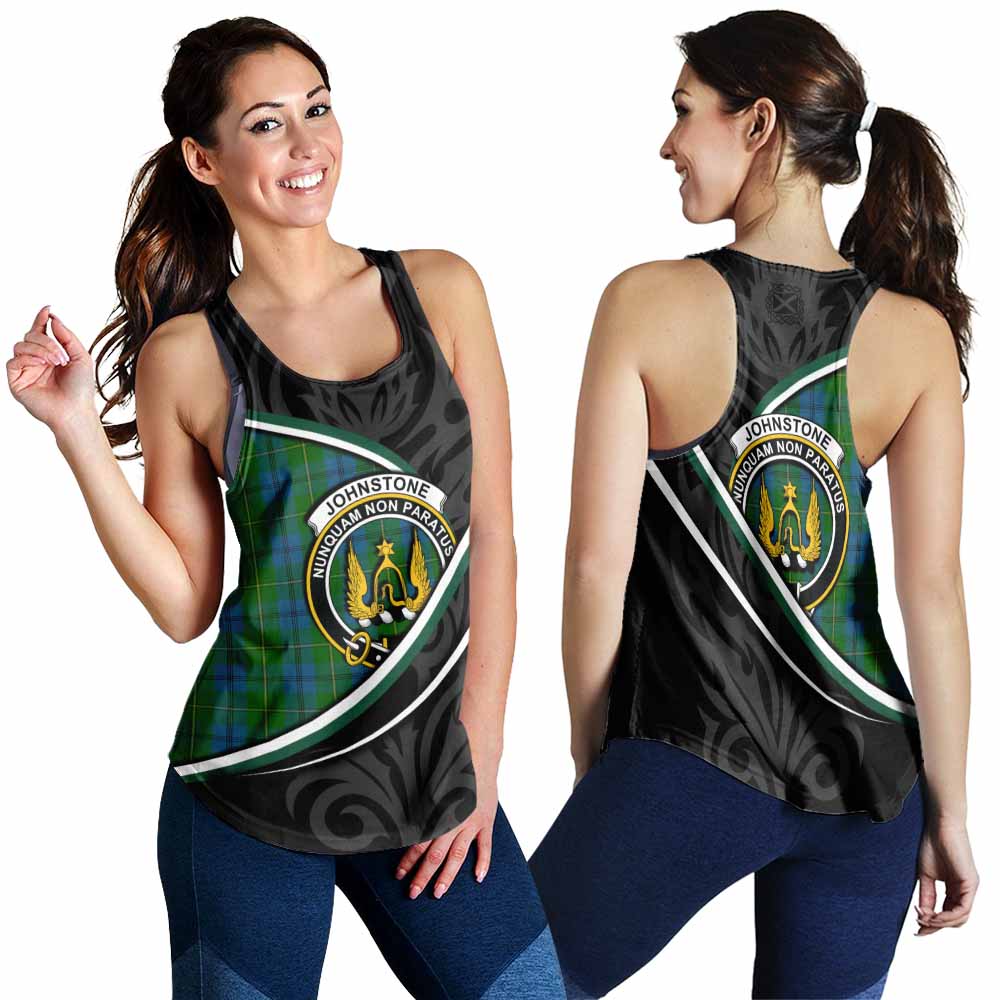 Johnstone (Johnston) Tartan Family Crest Women Racerback Tanks Celtic Scottish Thistle Floral - Tartan Vibes Clothing