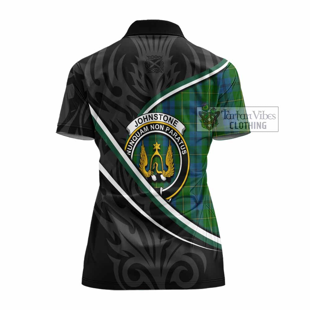 Johnstone (Johnston) Tartan Family Crest Women's Polo Shirt Celtic Scottish Thistle Floral - Tartan Vibes Clothing