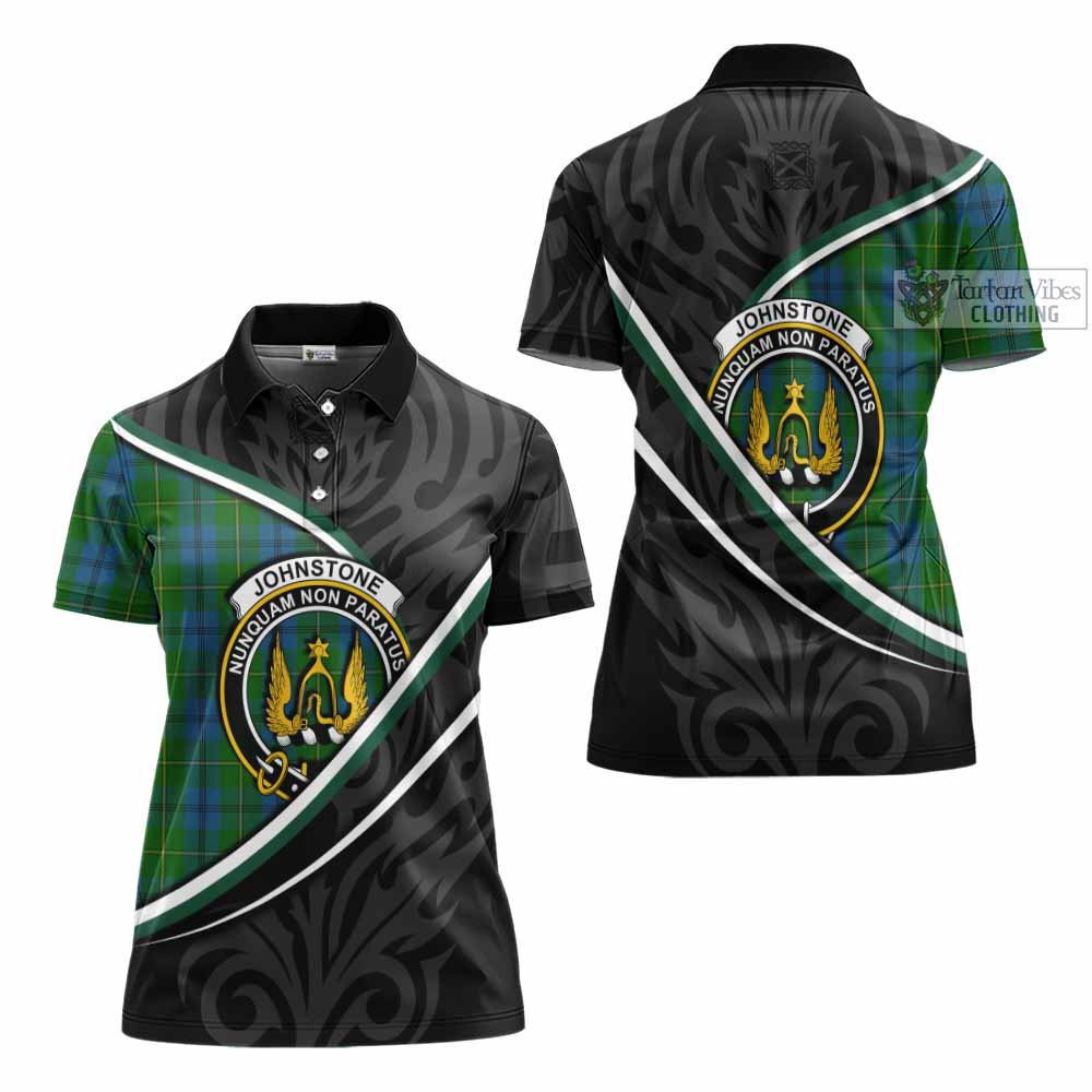 Johnstone (Johnston) Tartan Family Crest Women's Polo Shirt Celtic Scottish Thistle Floral - Tartan Vibes Clothing