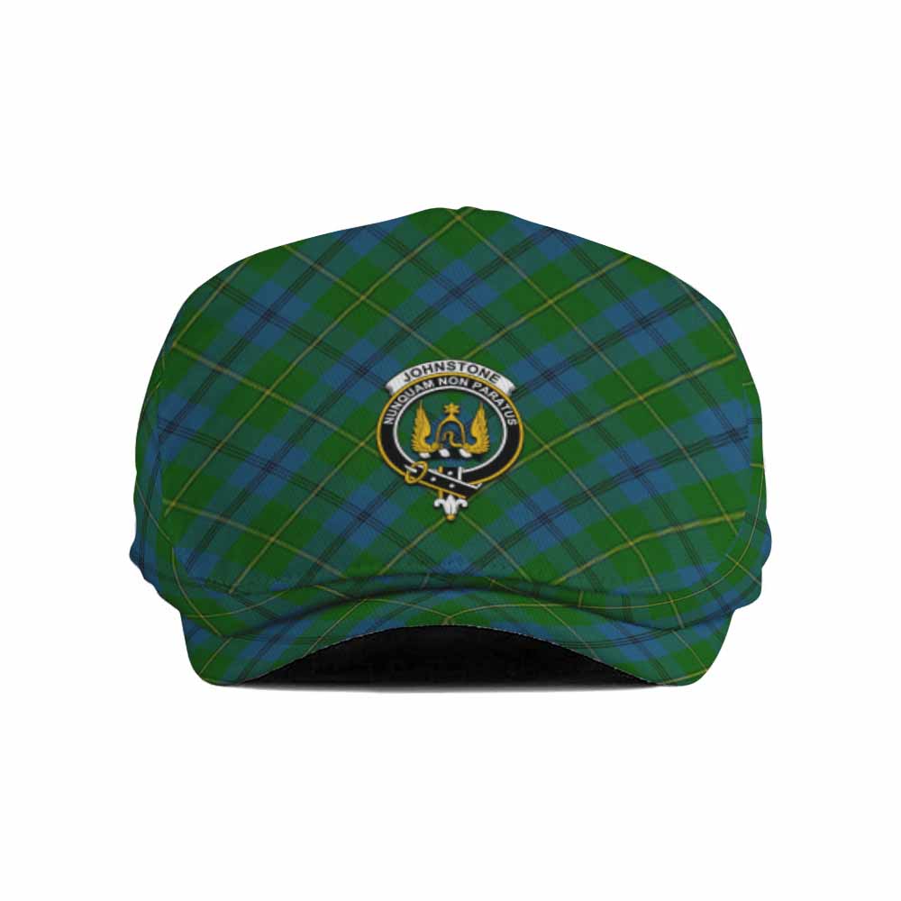 Johnstone (Johnston) Tartan Flat Cap, Jeff Cap Cross Style with Family Crest - Tartan Vibes Clothing