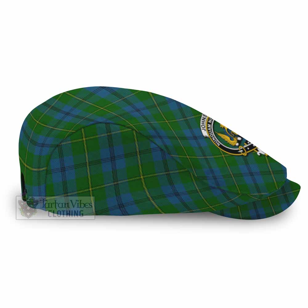 Johnstone (Johnston) Tartan Flat Cap, Jeff Cap Cross Style with Family Crest - Tartan Vibes Clothing