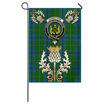 Johnstone (Johnston) Tartan Garden Flag with Golden Regal Scottish Thistle Emblem - Tartan Vibes Clothing