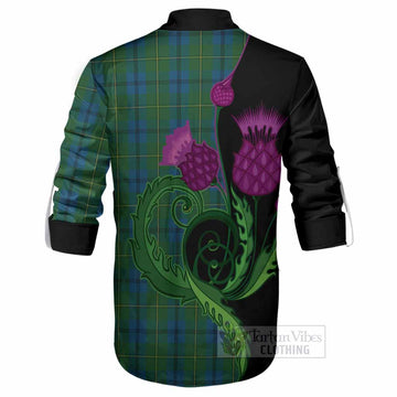 Johnstone (Johnston) Tartan Ghillie Shirt Traditional Scottish Thistle