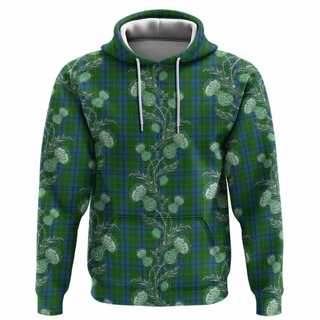Johnstone (Johnston) Tartan Hoodie Seamless Scottish Thistle Flowers