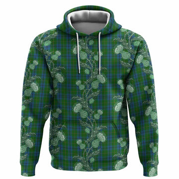 Johnstone (Johnston) Tartan Hoodie Seamless Scottish Thistle Flowers