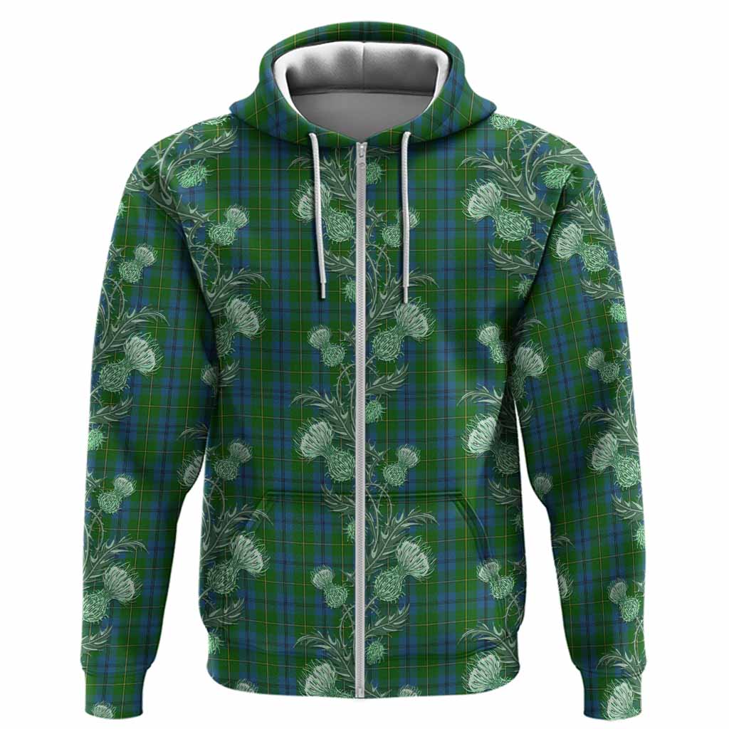 Johnstone (Johnston) Tartan Hoodie Seamless Scottish Thistle Flowers