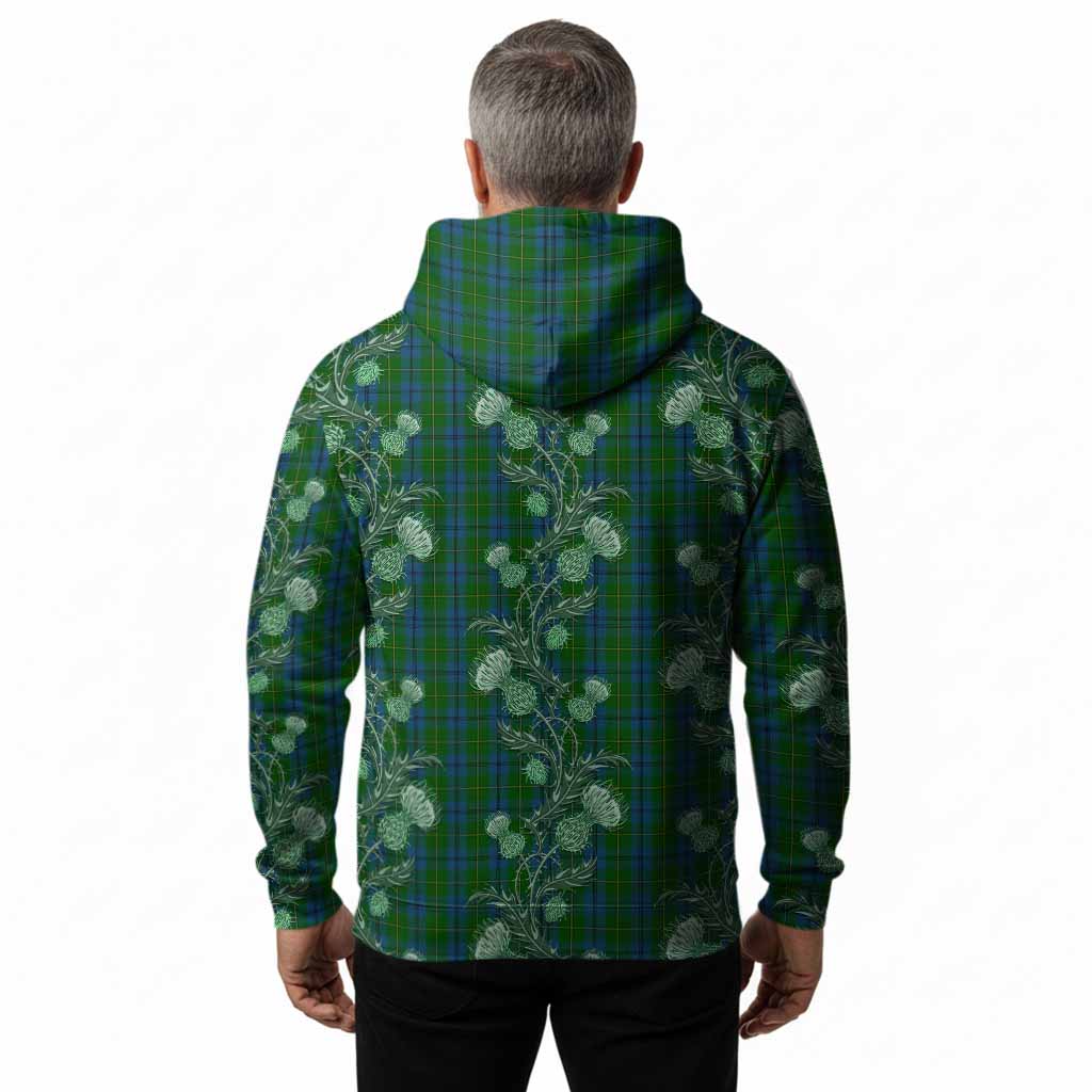 Johnstone (Johnston) Tartan Hoodie Seamless Scottish Thistle Flowers