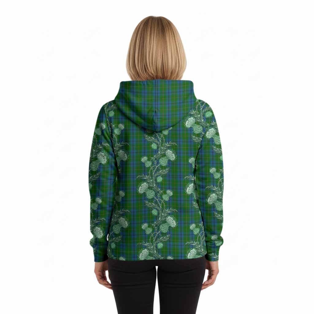 Johnstone (Johnston) Tartan Hoodie Seamless Scottish Thistle Flowers