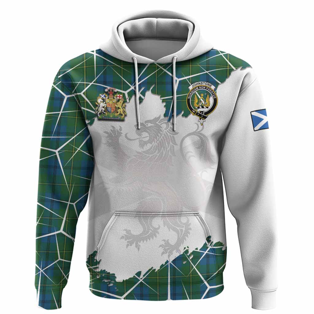 Johnstone (Johnston) Tartan Hoodie with Family Crest and Lion Rampant Grunge Style