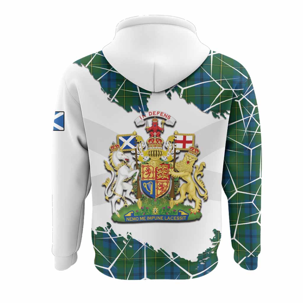 Johnstone (Johnston) Tartan Hoodie with Family Crest and Lion Rampant Grunge Style
