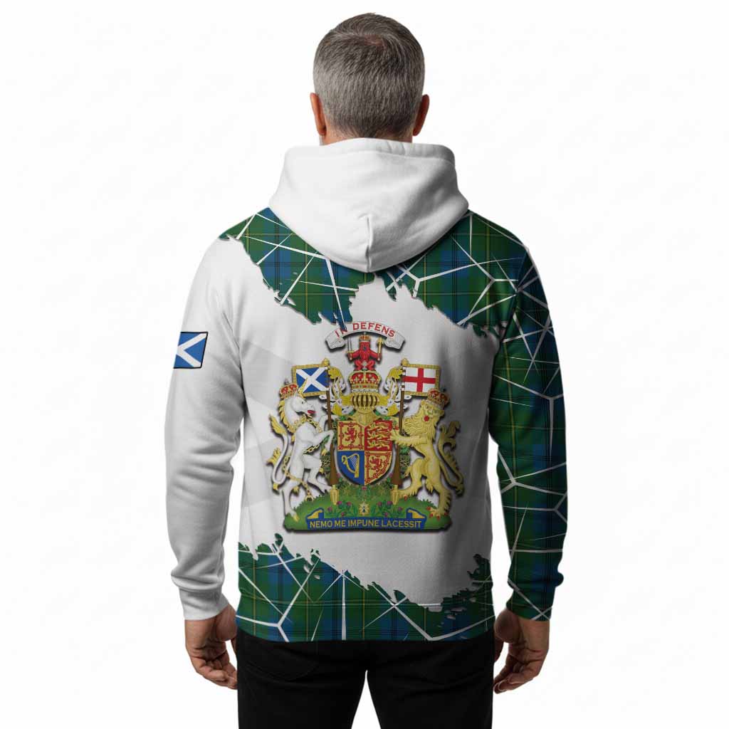 Johnstone (Johnston) Tartan Hoodie with Family Crest and Lion Rampant Grunge Style