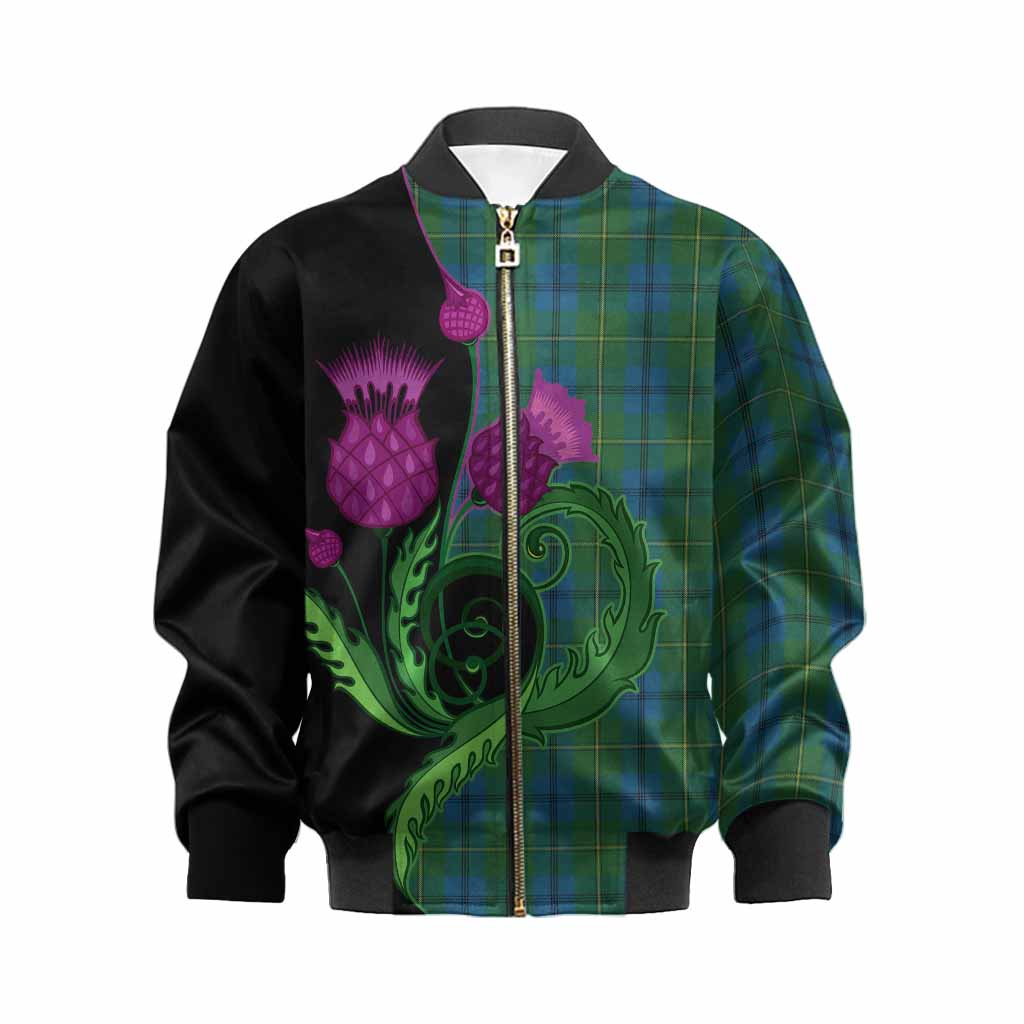Johnstone (Johnston) Tartan Kid Bomber Jacket Traditional Scottish Thistle