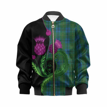 Johnstone (Johnston) Tartan Kid Bomber Jacket Traditional Scottish Thistle