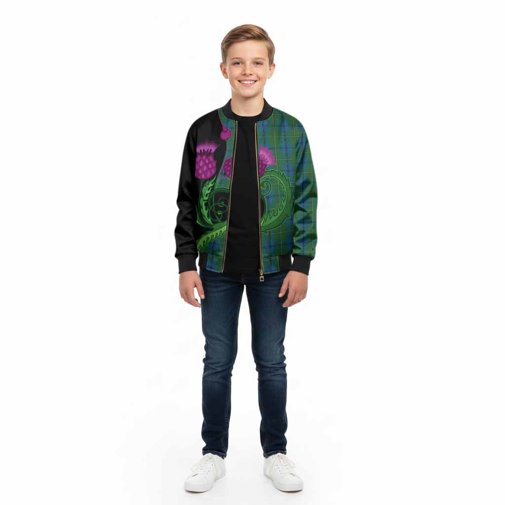 Johnstone (Johnston) Tartan Kid Bomber Jacket Traditional Scottish Thistle