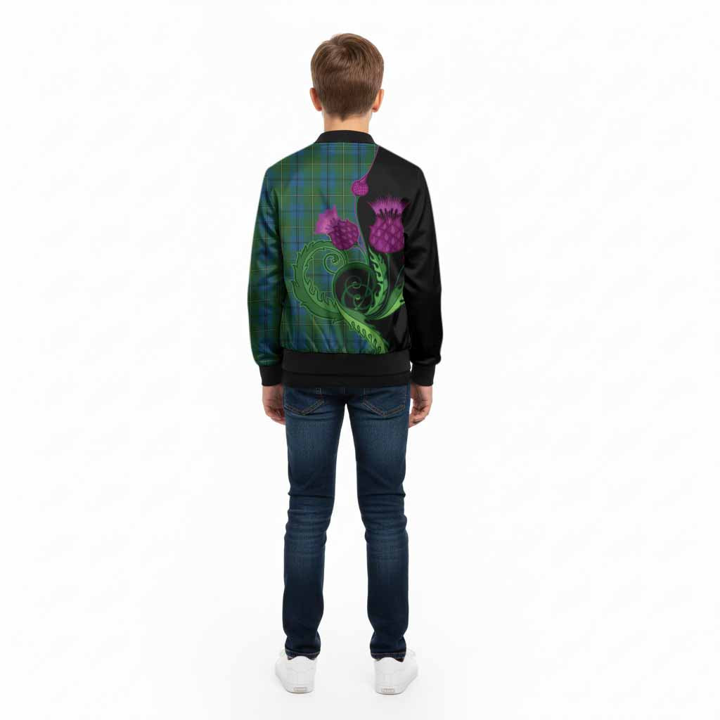 Johnstone (Johnston) Tartan Kid Bomber Jacket Traditional Scottish Thistle