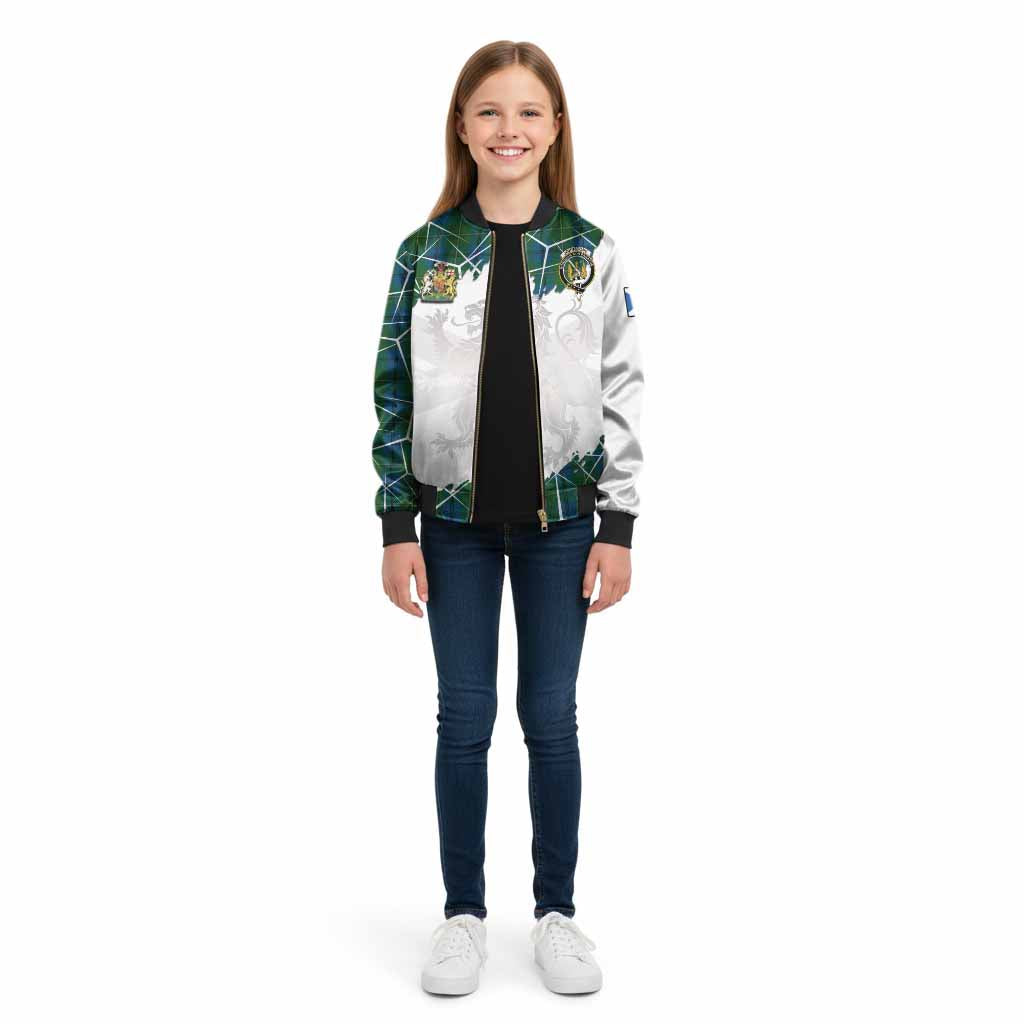 Johnstone (Johnston) Tartan Kid Bomber Jacket with Family Crest and Lion Rampant Grunge Style