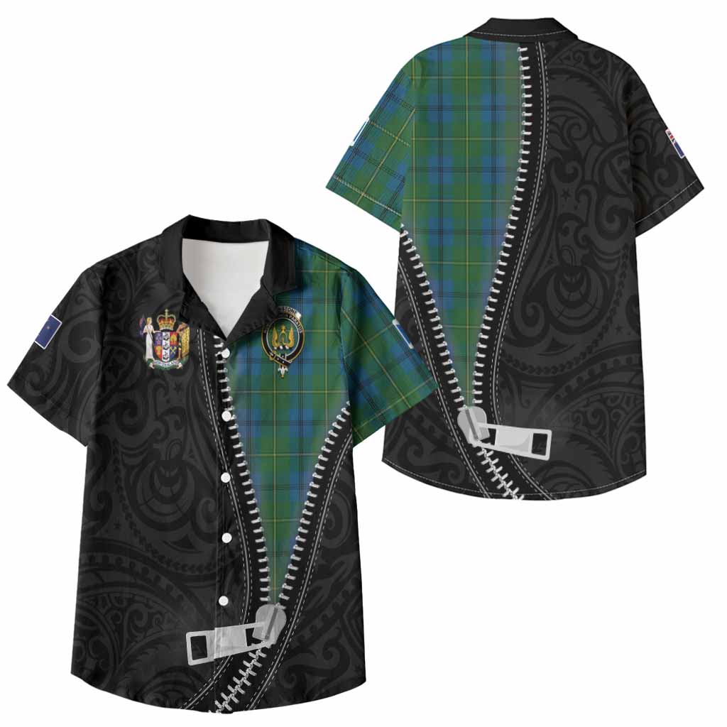 Johnstone (Johnston) Tartan Kid Hawaiian Shirt New Zealand Pattern Unique Zipper Stylized