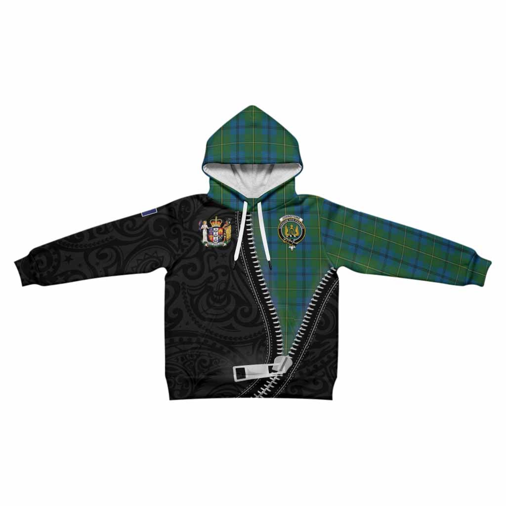 Johnstone (Johnston) Tartan Kid Hoodie New Zealand Pattern Unique Zipper Stylized