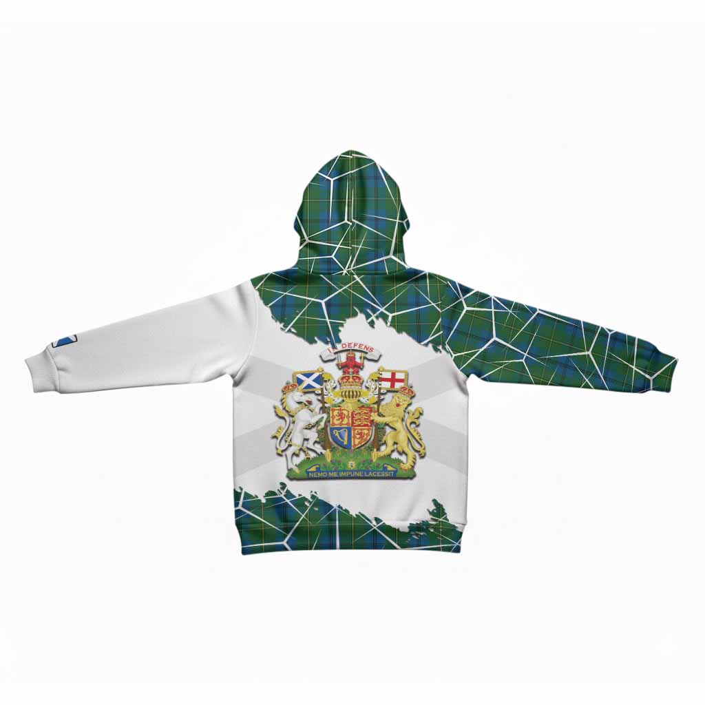 Johnstone (Johnston) Tartan Kid Hoodie with Family Crest and Lion Rampant Grunge Style