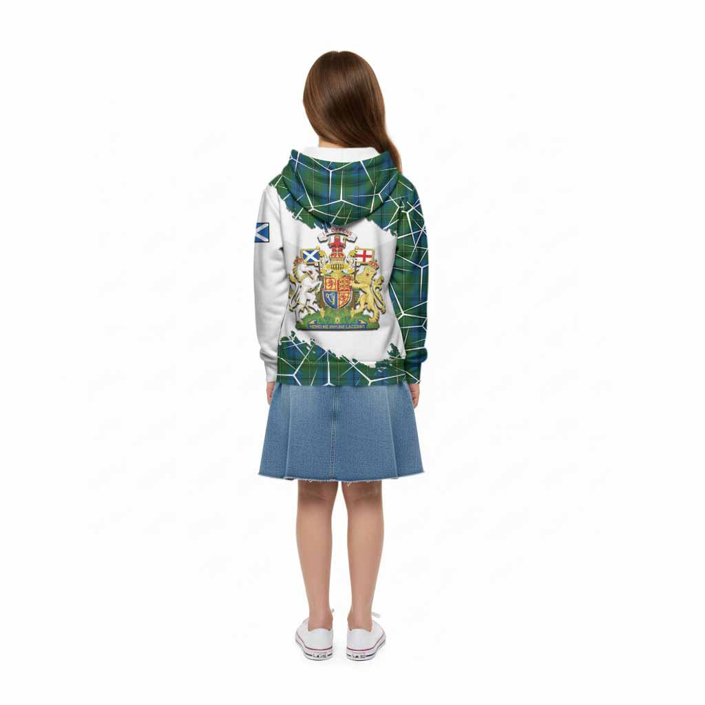 Johnstone (Johnston) Tartan Kid Hoodie with Family Crest and Lion Rampant Grunge Style
