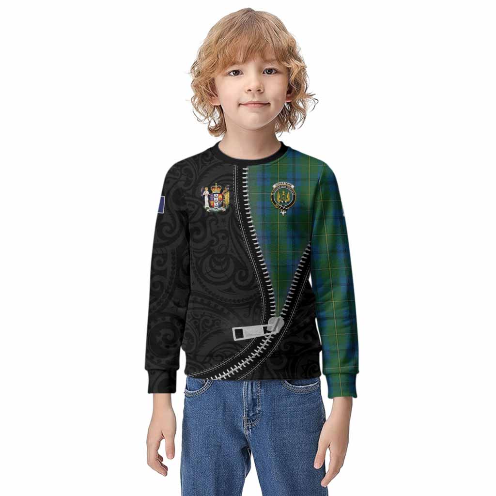 Johnstone (Johnston) Tartan Kid Knitted Sweatshirt New Zealand Pattern Unique Zipper Stylized