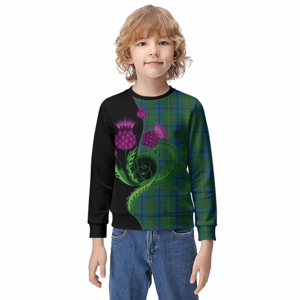Johnstone (Johnston) Tartan Kid Knitted Sweatshirt Traditional Scottish Thistle