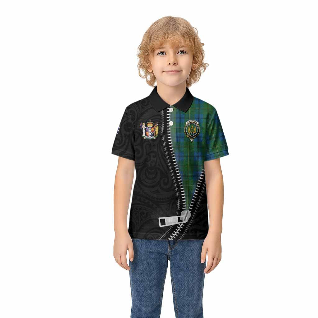 Johnstone (Johnston) Tartan Kid Polo Shirt New Zealand Pattern Unique Zipper Stylized
