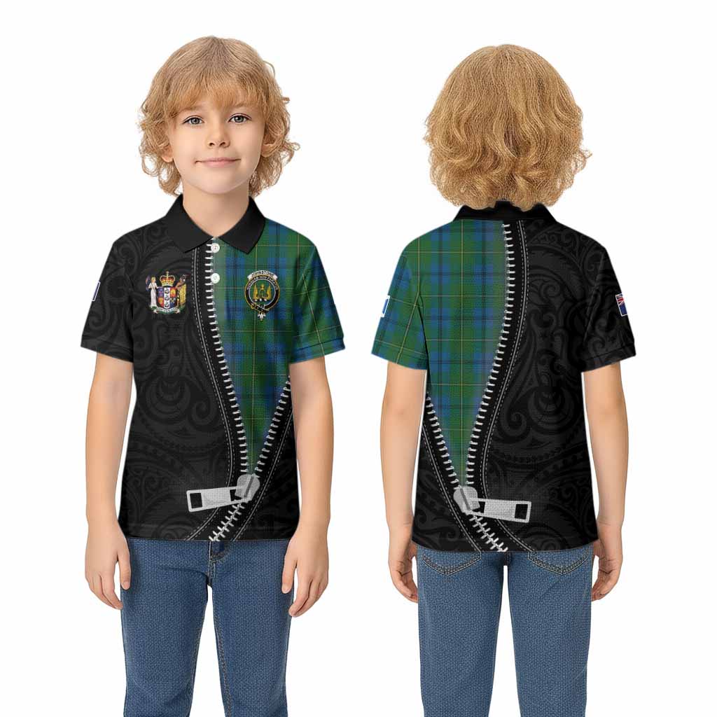 Johnstone (Johnston) Tartan Kid Polo Shirt New Zealand Pattern Unique Zipper Stylized