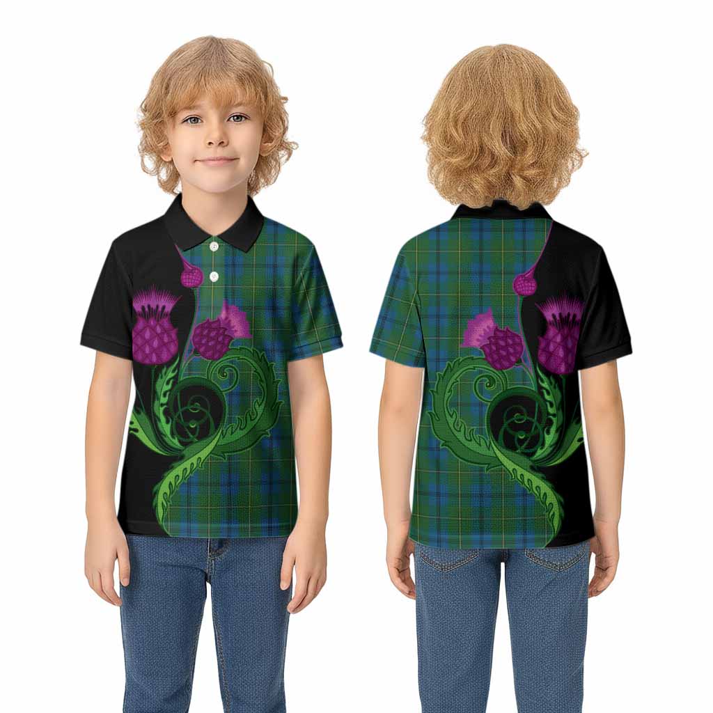 Johnstone (Johnston) Tartan Kid Polo Shirt Traditional Scottish Thistle