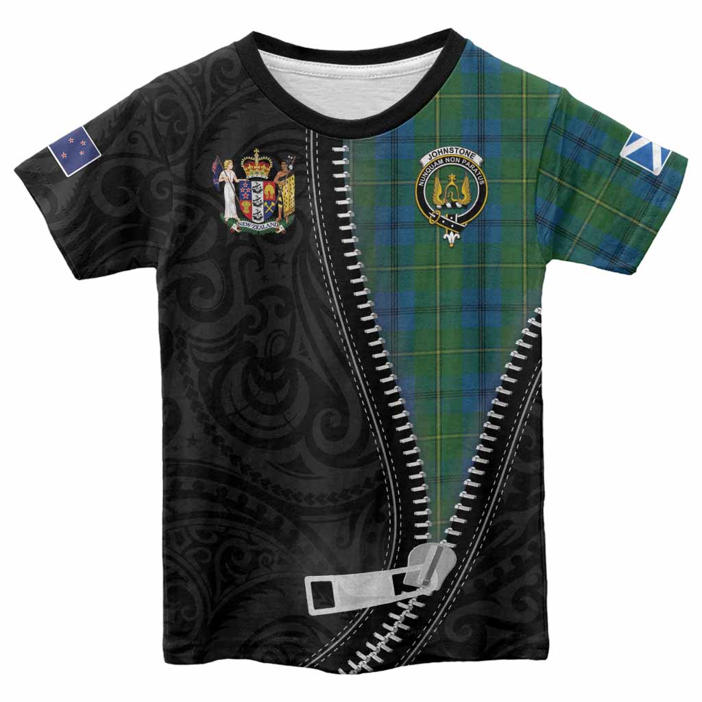Johnstone (Johnston) Tartan Kid T-shirt New Zealand Pattern Unique Zipper Stylized