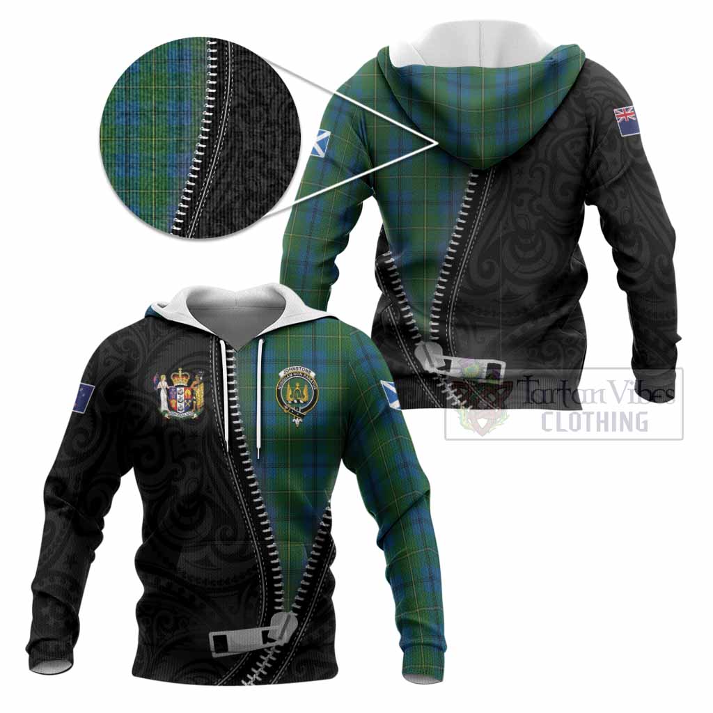 Johnstone (Johnston) Tartan Knitted Hoodie New Zealand Pattern Unique Zipper Stylized