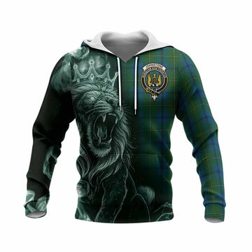 Johnstone (Johnston) Tartan Knitted Hoodie Roaring Lion Heritage