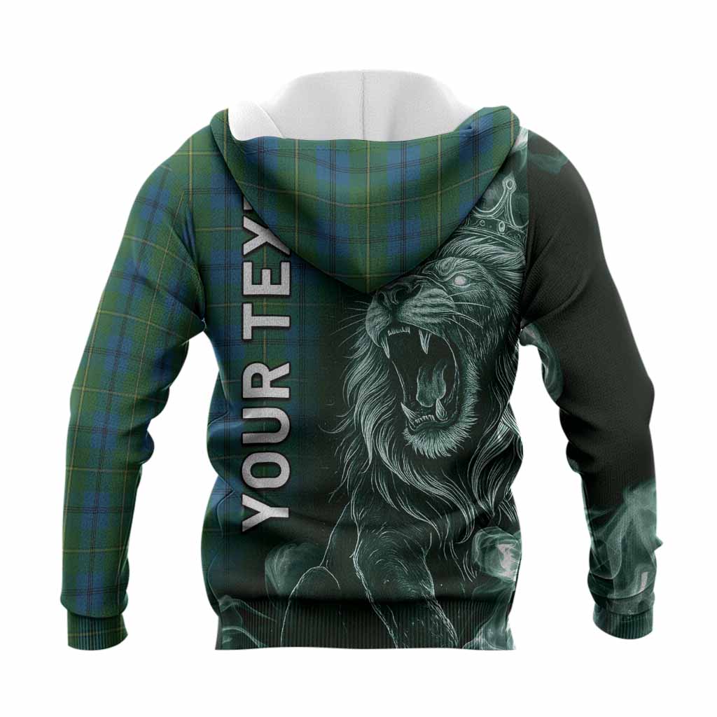 Johnstone (Johnston) Tartan Knitted Hoodie Roaring Lion Heritage