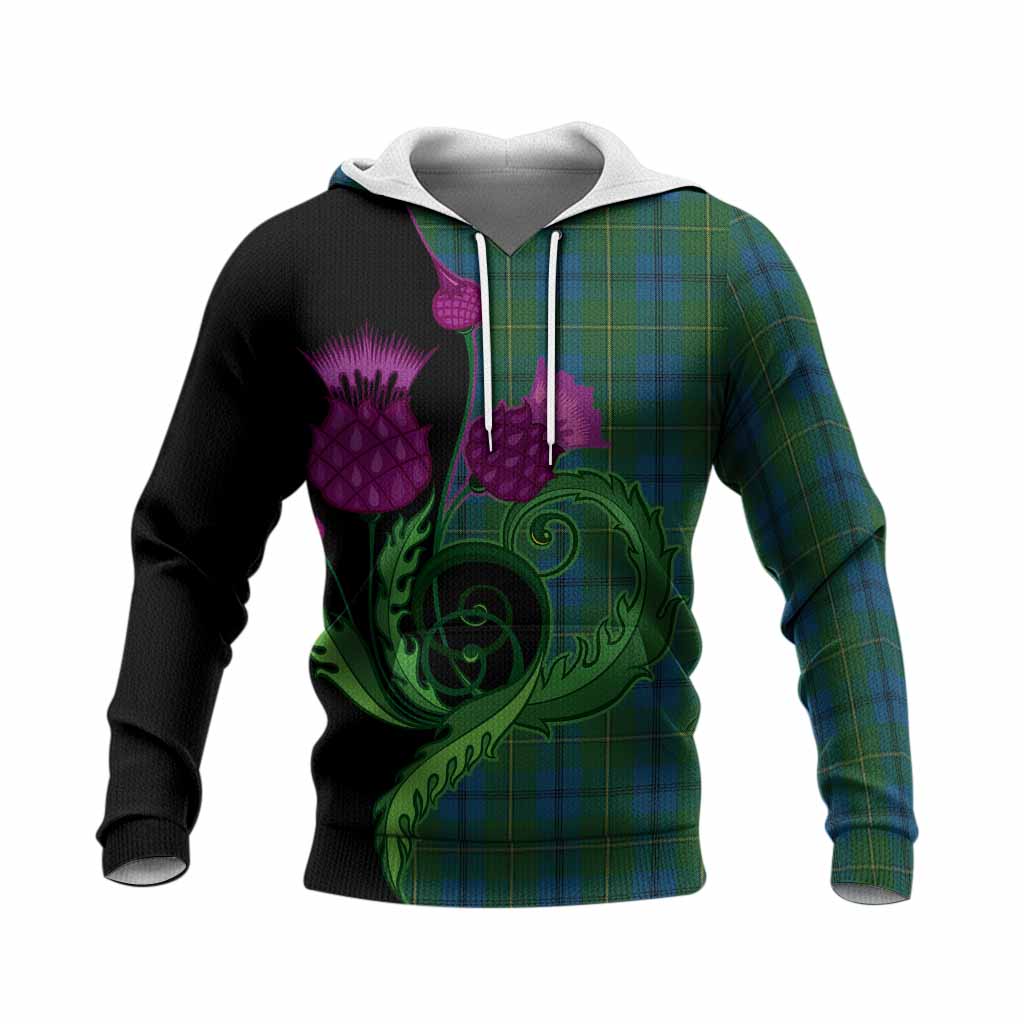 Johnstone (Johnston) Tartan Knitted Hoodie Traditional Scottish Thistle