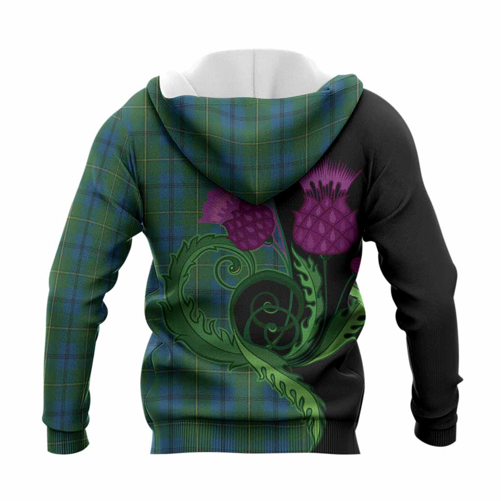 Johnstone (Johnston) Tartan Knitted Hoodie Traditional Scottish Thistle