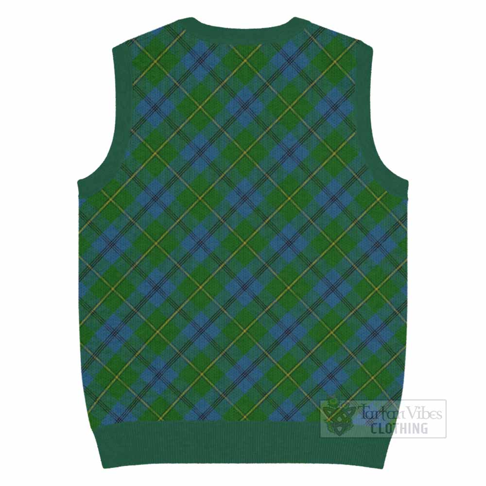 Johnstone (Johnston) Tartan Knitted V-Neck Vest with Family Crest Cross Style